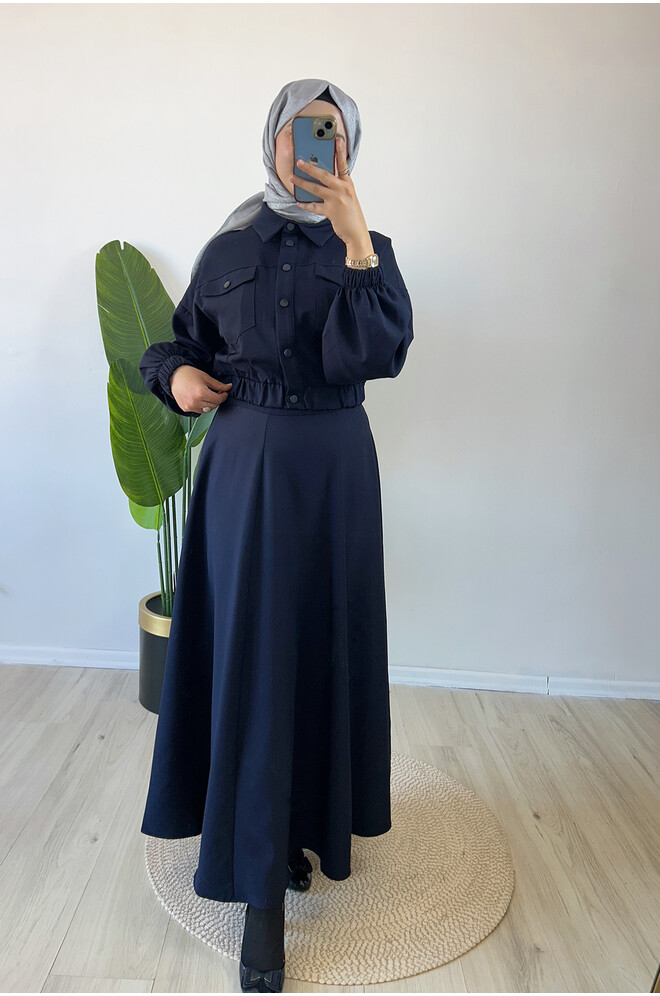 Bomber Ceketli Etekli Takım Lacivert