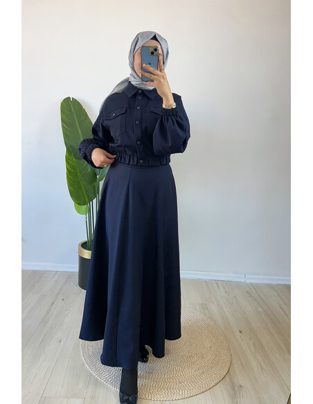 Bomber Ceketli Etekli Takım Lacivert