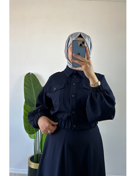 Bomber Ceketli Etekli Takım Lacivert