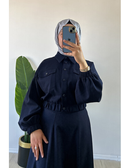 Bomber Ceketli Etekli Takım Lacivert