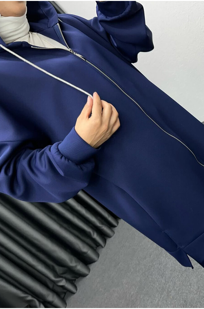 Paçası Fermuarlı Scuba Takım Lacivert