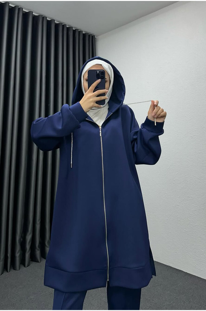 Paçası Fermuarlı Scuba Takım Lacivert