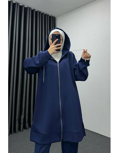 Paçası Fermuarlı Scuba Takım Lacivert