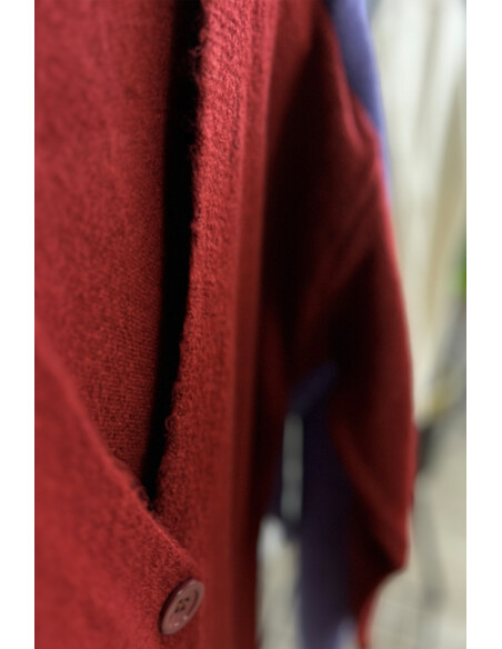 Düğme Detaylı Cepli Uzun Hırka Krem