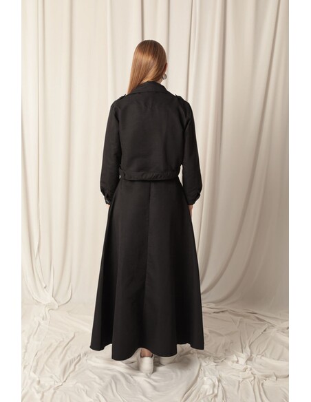 Torino Kumaş Kadın Siyah Etekli Takım