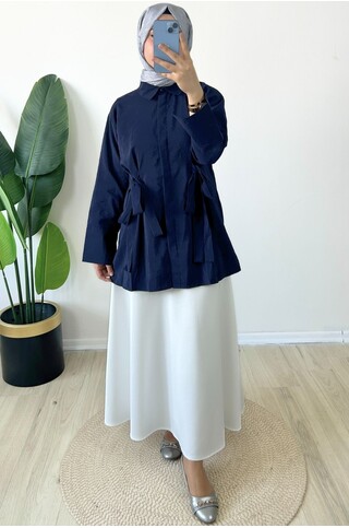 Beli Lastikli Scuba Kloş Etek Beyaz 2