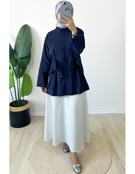 Efnan Bağcıklı Gömlek - Lacivert