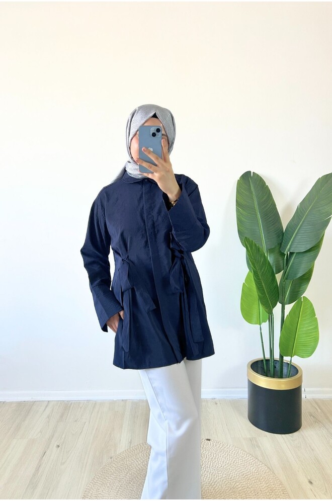 Efnan Bağcıklı Gömlek - Lacivert