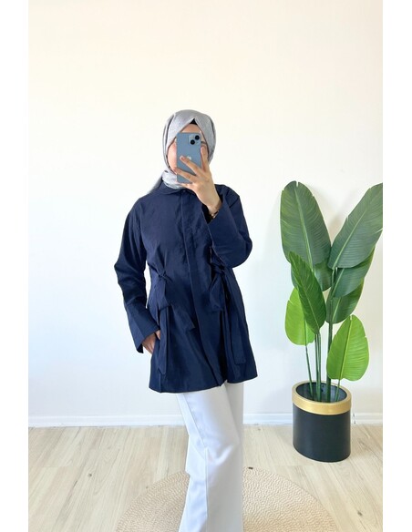 Efnan Bağcıklı Gömlek - Lacivert