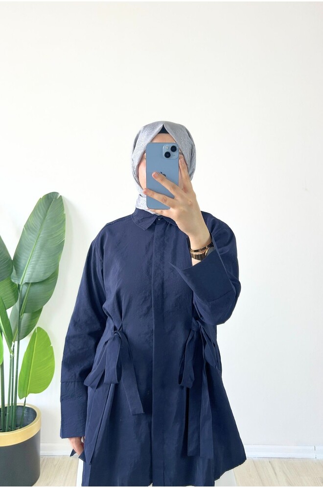 Efnan Bağcıklı Gömlek - Lacivert