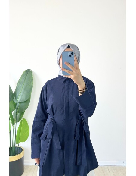 Efnan Bağcıklı Gömlek - Lacivert