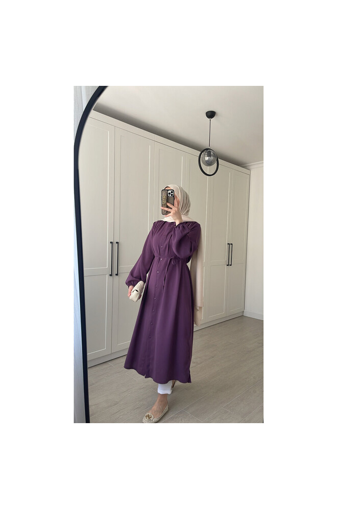 Elif İthal Krep Yırtmaçlı Tunik - Mürdüm