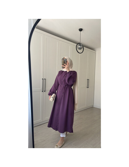 Elif İthal Krep Yırtmaçlı Tunik - Mürdüm