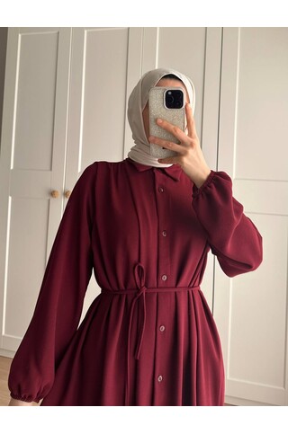 Elif İthal Krep Yırtmaçlı Tunik - Bordo 2