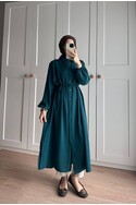 Elif İthal Krep Yırtmaçlı Tunik - Petrol Mavi
