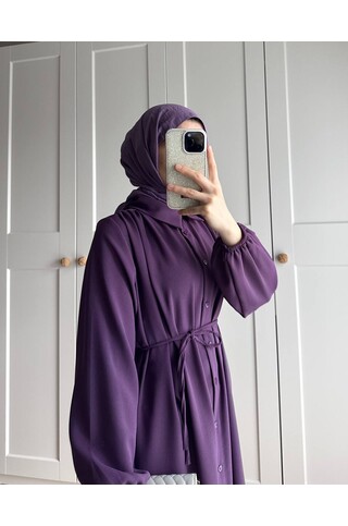 Elif İthal Krep Yırtmaçlı Tunik - Mürdüm 2