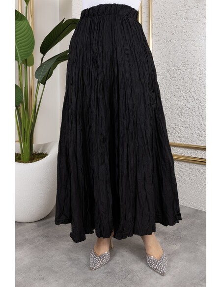 Crush (Kırışık) Etek Siyah Standart Beden