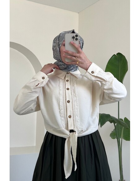 Mila Dantel Detaylı Gömlek