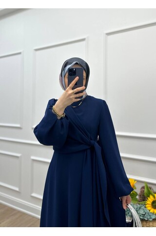 Nova Tesettür Elbise Lacivert 2