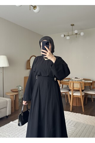 Wendy Poplin Kumaş Elbise - Siyah 2