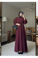 Wendy Poplin Kumaş Elbise - Bordo