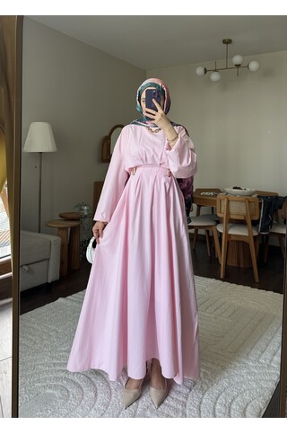 Wendy Poplin Kumaş Elbise - Pembe