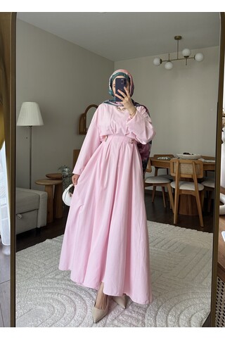 Wendy Poplin Kumaş Elbise - Pembe 2