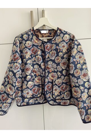 Liva Etnik Desenli Jakarlı Ceket Mavi 2