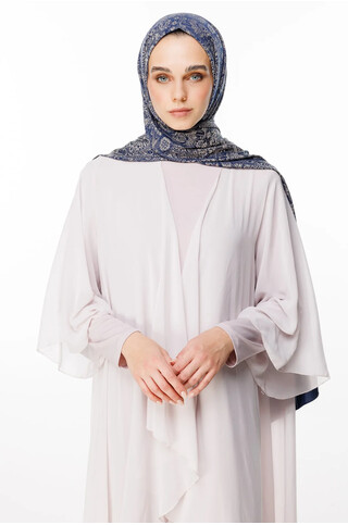 Henna Desen Çift Taraflı Şal Lacivert - Bej 2