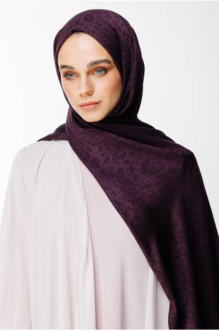 Henna Desen Çift Taraflı Şal Mor - Siyah 2