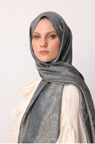 Moren Desen Shine Line Şal Petrol Mavisi - Bej 2