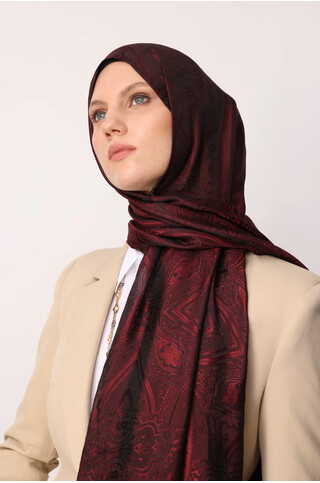 Liva Desen Shine Line Şal Siyah - Bordo 2