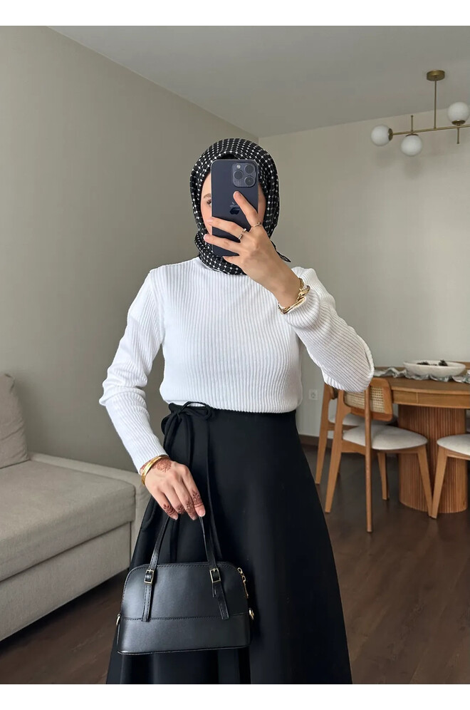 Yandan Bağlamalı Scuba Etek Siyah