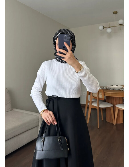 Yandan Bağlamalı Scuba Etek Siyah