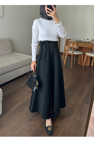 Yandan Bağlamalı Scuba Etek Siyah 2