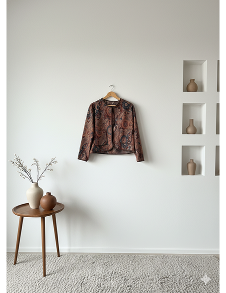 Liva Etnik Desenli Jakarlı Ceket Kahverengi