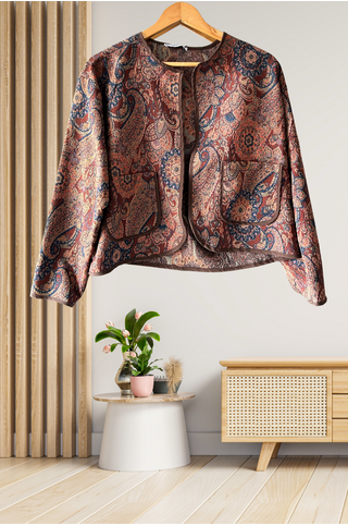 Liva Etnik Desenli Jakarlı Ceket Kahverengi 2