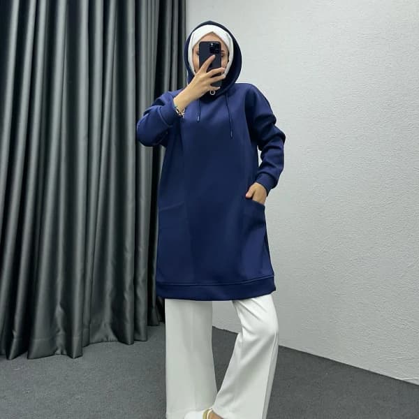 Boğazı Fermuar Detaylı Sweat Saks