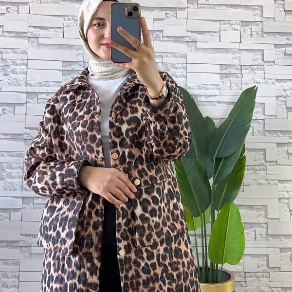 Leopar Desen Astarlı Kap