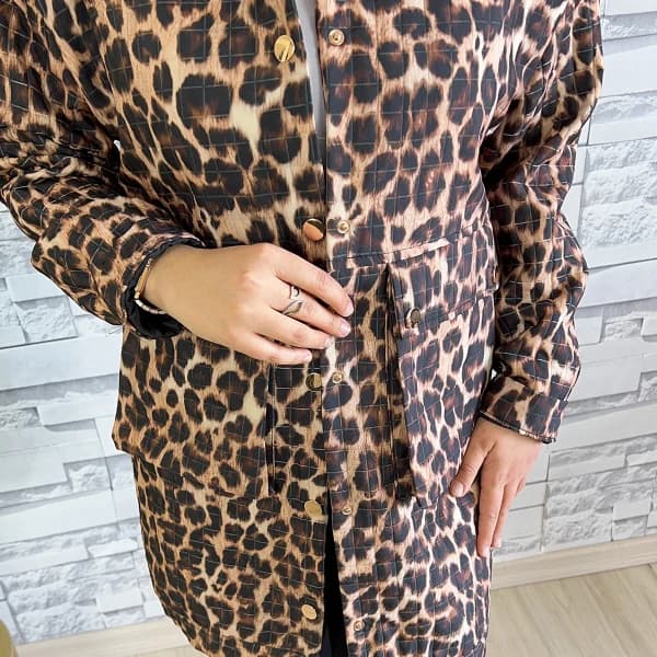 Leopar Desen Astarlı Kap