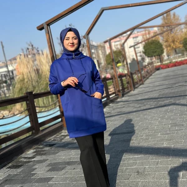 Scuba Sweat Pantolon Takım Saks Ve Siyah