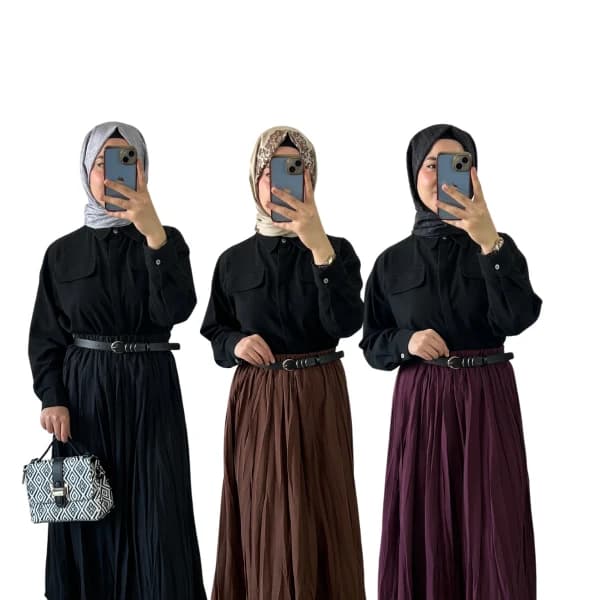 Crush (Kırışık) Etek Bordo