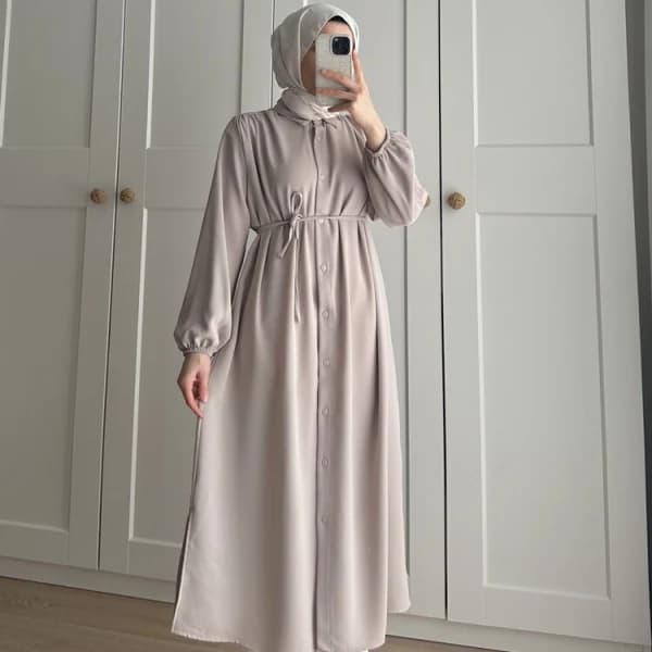 Elif İthal Krep Yırtmaçlı Tunik - Taş