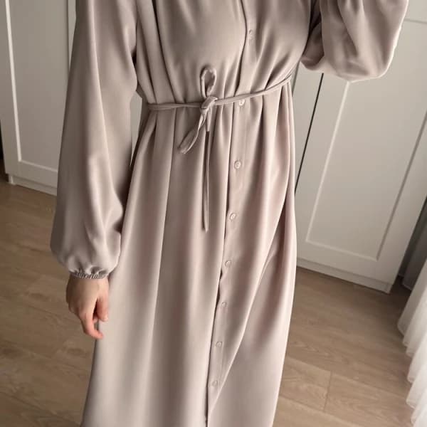 Elif İthal Krep Yırtmaçlı Tunik - Taş
