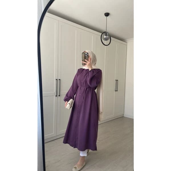 Elif İthal Krep Yırtmaçlı Tunik - Mürdüm