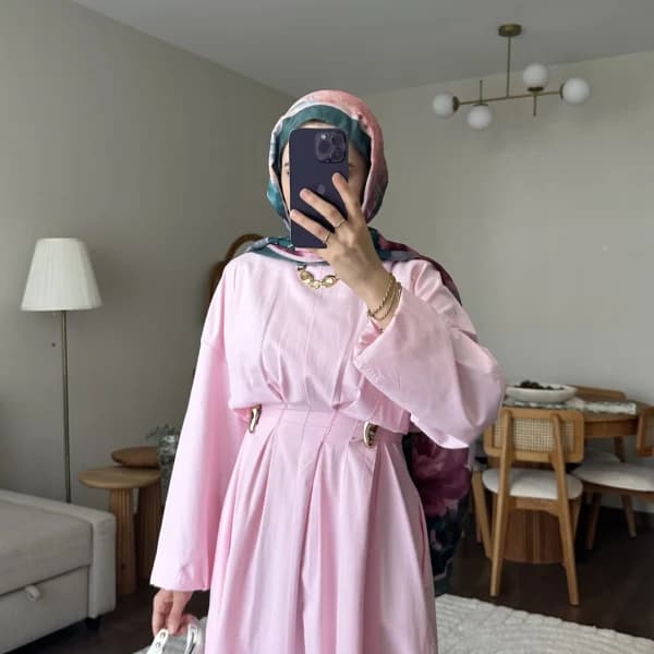 Wendy Poplin Kumaş Elbise - Pembe