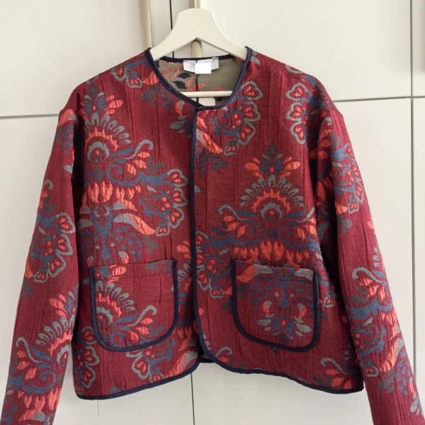 Liva Etnik Desenli Jakarlı Ceket - Bordo