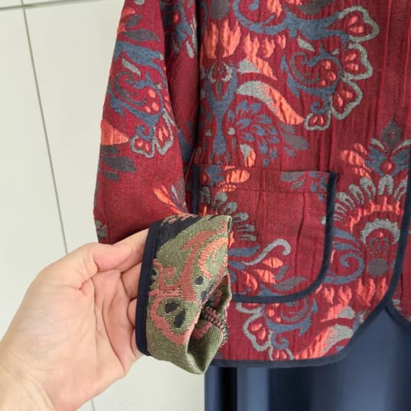 Liva Etnik Desenli Jakarlı Ceket - Bordo
