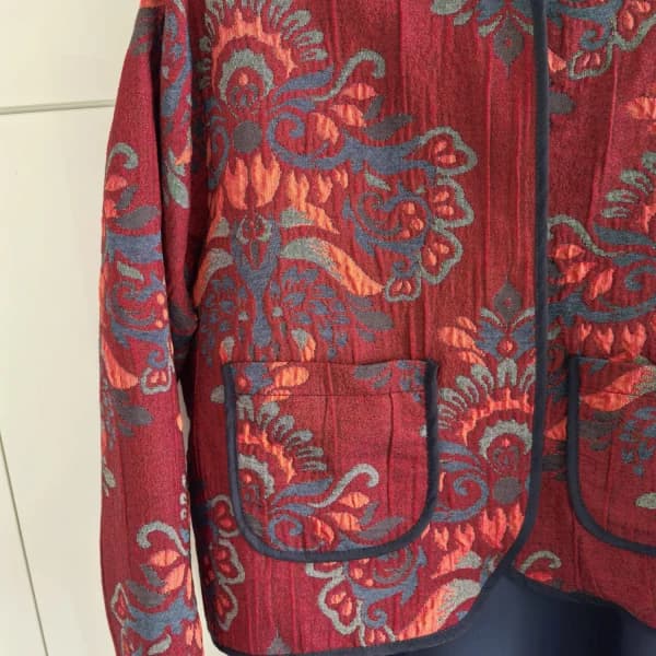 Liva Etnik Desenli Jakarlı Ceket - Bordo