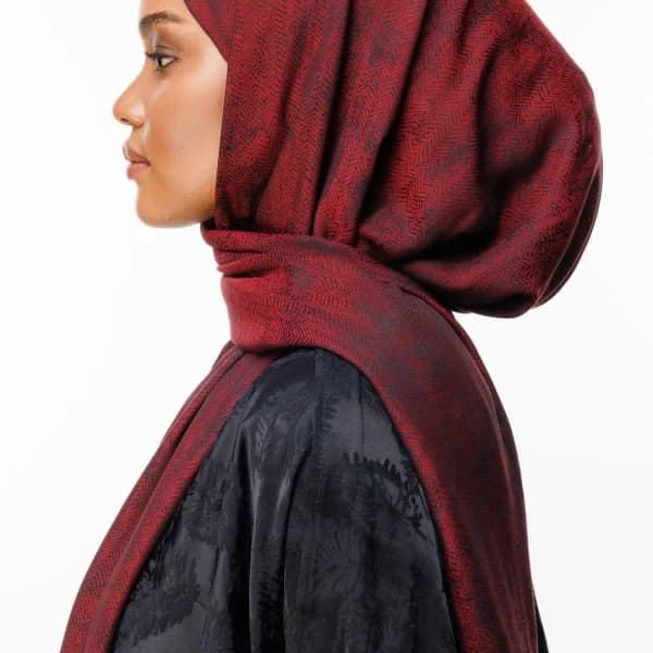 Sahra Desen Çift Taraflı Şal Siyah - Bordo